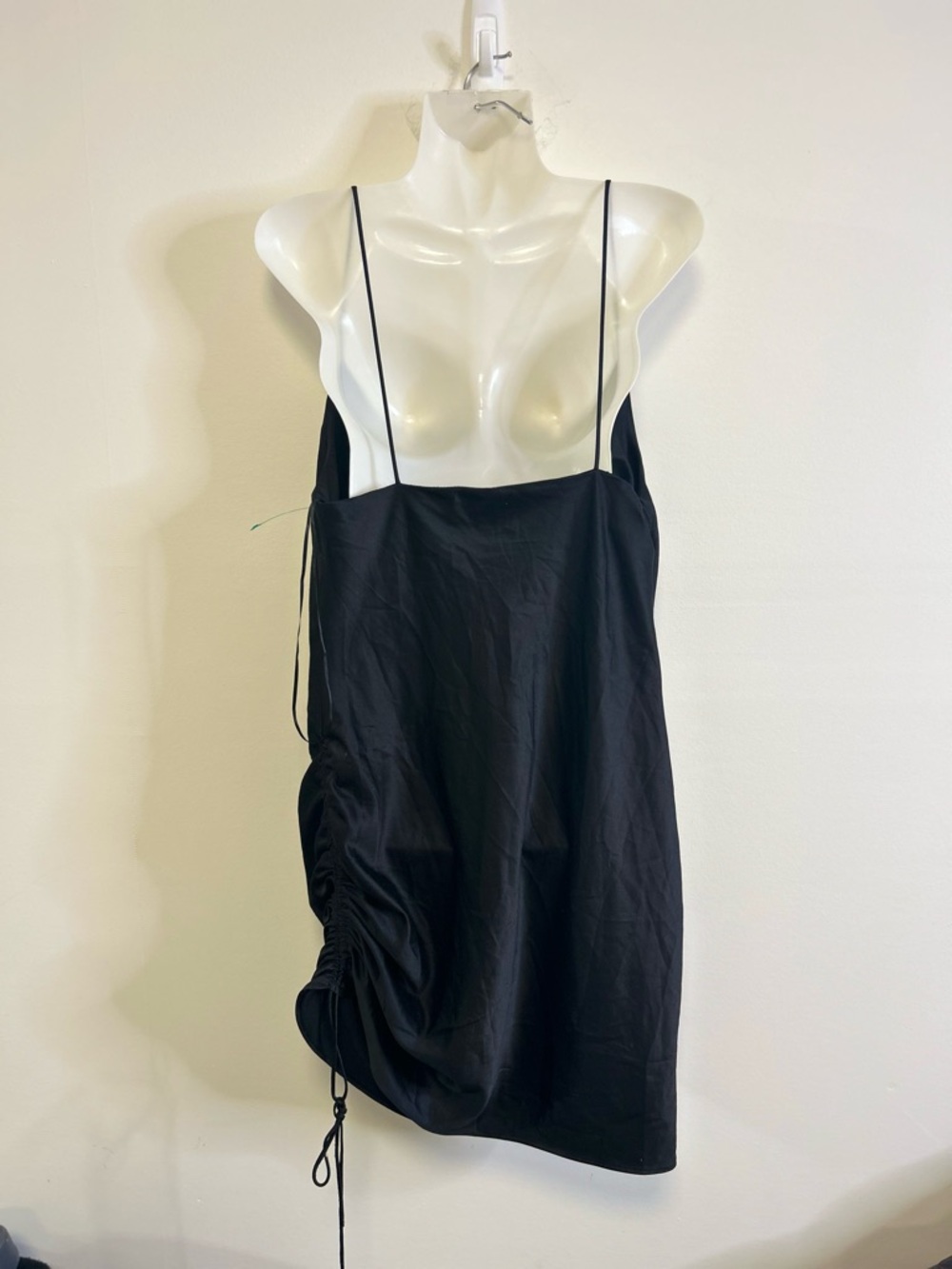 Topshop Black Ruched Satin Cowl Slip Mini Dress - Picture 9 of 11